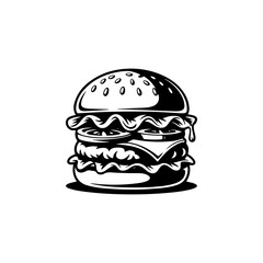 Illustration of burger. Design element for logo, label, badge, emblem. Vector illustration