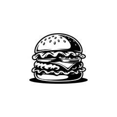 Illustration of burger. Design element for logo, label, badge, emblem. Vector illustration