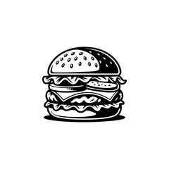 Illustration of burger. Design element for logo, label, badge, emblem. Vector illustration
