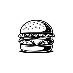 Illustration of burger. Design element for logo, label, badge, emblem. Vector illustration