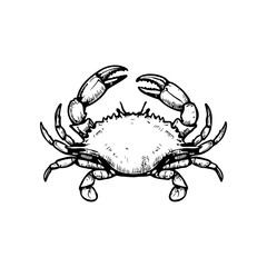 Crab icon isolated on white background. Design elements for logo, label, emblem, sign. Vector illustration