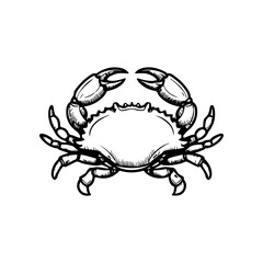 Crab icon isolated on white background. Design elements for logo, label, emblem, sign. Vector illustration