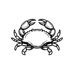 Crab icon isolated on white background. Design elements for logo, label, emblem, sign. Vector illustration