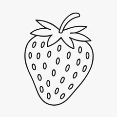 Botanical vector illustration of a single cherry, outline style. Fine, delicate lines showing the curve of the fruit, the texture of the stem, and the detailed veins on a single leaf. Scientific drawi