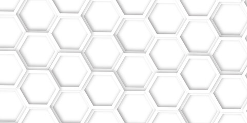 Abstract geometric technology 3d white light structure technology out line hexagon polygonal honeycomb luxury pattern vector background.