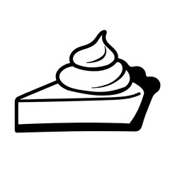 Minimalist black silhouette of key lime pie slice with green filling and whipped cream