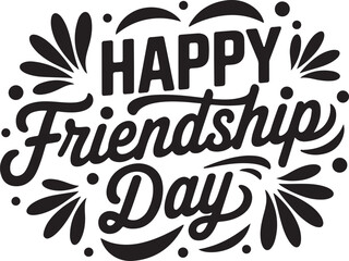 Happy Friendship Day Handwritten Typography with Decorative Elements