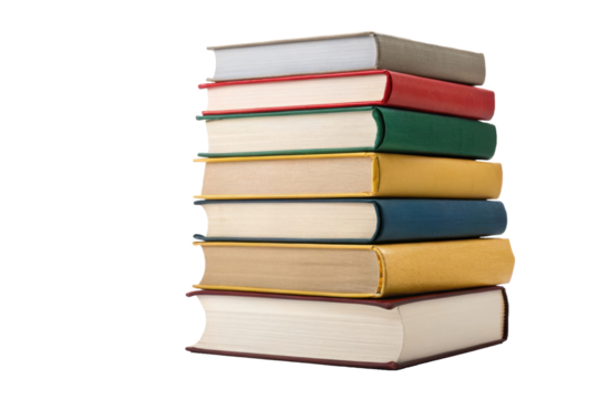 Neat stack of colorful hardback books