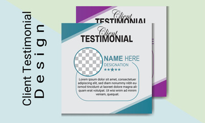 Corporate client testimonial or creative customer feedback social media post design. Square Client Testimonial Template Design for Social Media.	