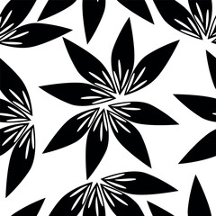 Elegant seamless floral pattern with fall flowers. Repeatable botanical background. Flat vector illustration