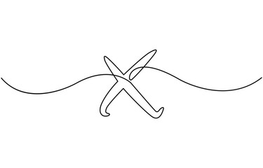 Cross icon line continuous drawing vector. One line cross icon vector, Continuous line. Vector illustration EPS 10