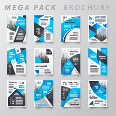 Mega pack Brochure design template flyer set blue color creative cover