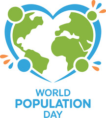 World Population Day Earth in Heart Shape Graphic