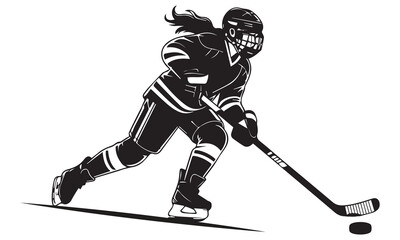 Hockey  a cut girl playr  icon vector illustration art design