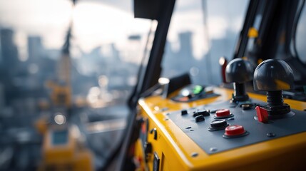 Close-Up of Crane Control Panel in Action