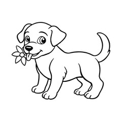 Fototapeta premium a line art illustration of a dog, suitable for a coloring page. 