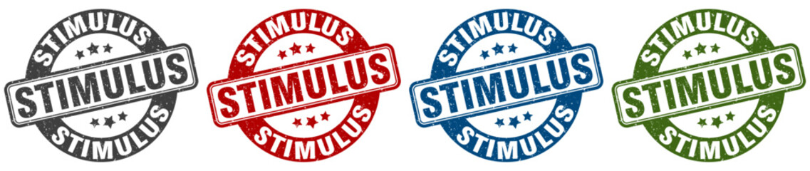stimulus stamp. stimulus round stamp set isolated on white background