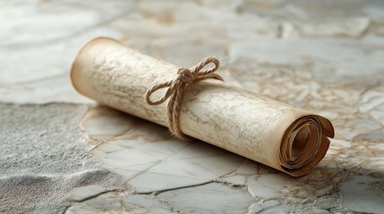 Vintage Scroll on Marble Background