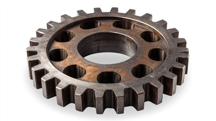 Gear rotates smoothly  Machine part isolated on PNG transparent background  " A smoothly rotating gear, isolated on a transparent background, perfect for mechanical, engineering, 