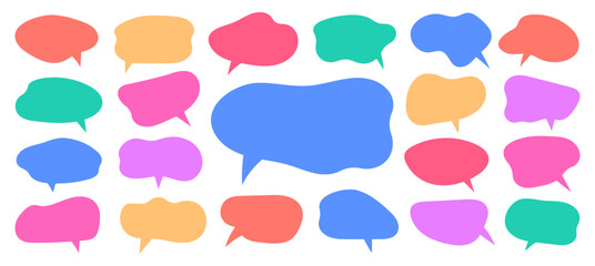 Set of colorful hand drawn text boxes, speech bubbles icons vector element