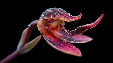 Caleana major: A studio close up photo tiny marvel from Australia vivid duck shaped bloom rare whimsical.