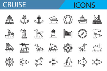 Collection of Nautical and Ship Icons for Web and Mobile Design