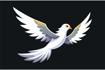 Obraz premium Flying White Dove Vector Illustration for Peace, Freedom, Wedding, Religious and Nature Themes