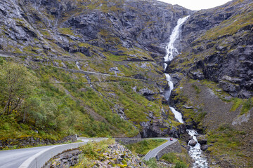 Motorhome camper in autumn in Trollstigen road in Norway, Europe