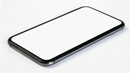 A sleek, modern smartphone with a blank screen, placed on a neutral background, ideal for showcasing apps or designs.