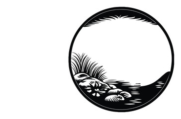 Empty Glass Fish Bowl with Aquatic Plants – Vector Illustration