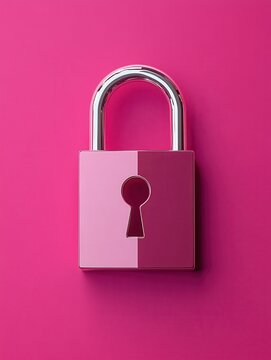 Stylish lock set against a bright pink background illustrating concepts of information security and digital safety
