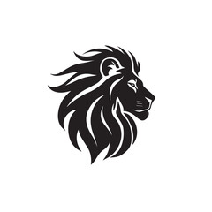 Fototapeta premium Majestic Lion Head Profile in Black and White Vector Illustration