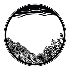 Minimalist Black and White Vector of an Empty Fish Tank