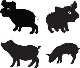 pig  action silhouette vector design unique