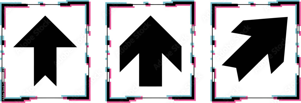 Poster arrow direction sign up forward right navigation pointer symbol guide orientation graphic design ico