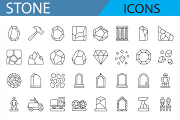 Fototapeta premium Set of Minimalist Stone and Gem Icons for UI and Web Design