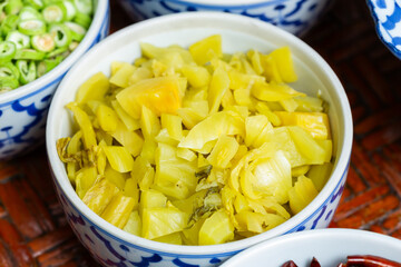 Pickled mustard greens sliced
