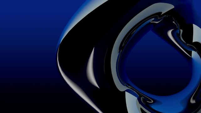 Abstract volume with reflective surface like glass with white sparkles rotating 360 degrees against a dark blue background. Loop sequence. 3D Animation