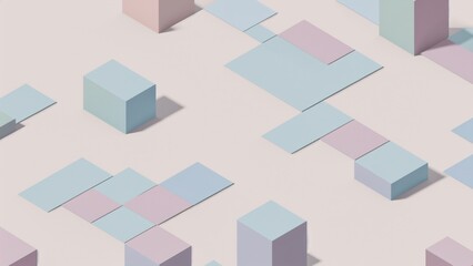 Minimal cube pattern in soft pastel colors