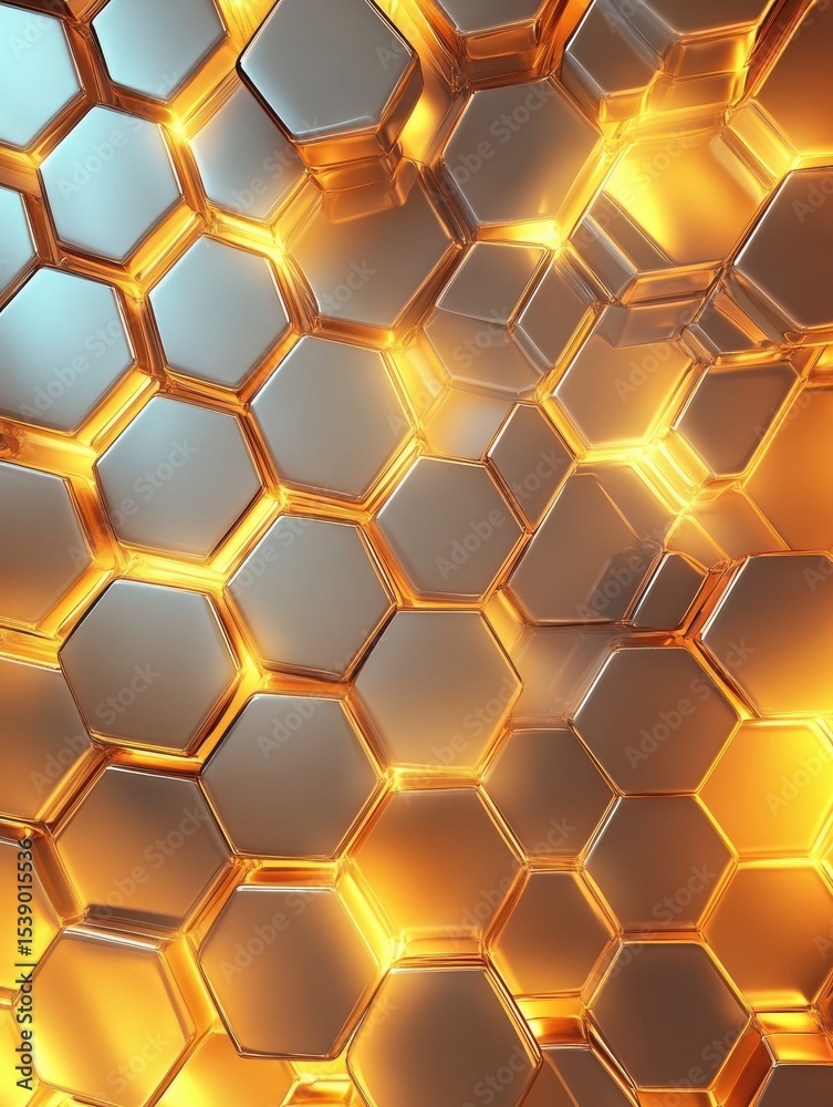 Poster abstract geometric background with a honeycomb pattern and a soft glow.