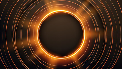Rounded Gold Light Rotating with Abstract Circle Lines, Suitable For Product Advertising, Product Design and Other, Vector Illustration