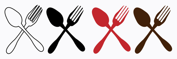 spoon fork and knife silhouette icon, Fork, spoon, knife and plate. Menu symbol. Tableware instruments. Restaurant icon. Food, plate, fork, knife, spoon, cutlery icon , vector illustration, eps 10 11