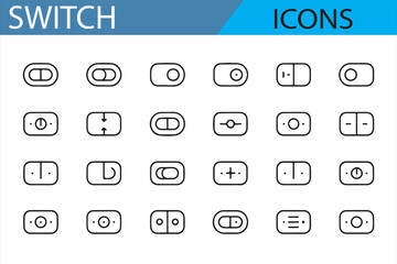 Stylish Minimalist Toggle Switch Icons with Hand and Finger Interaction

