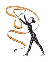 Elegant Rhythmic Gymnastics Ribbon Dance Illustration
