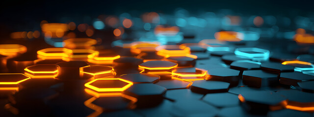 Fototapeta premium Neon Honeycomb Landscape