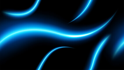 Seamless Pattern Blue Light Trails Background, Long Time Exposure Motion Blur Effect, Vector Illustration