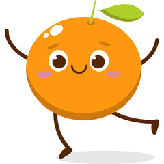 Cute orange character kawai vector for orange mascot. happy face, winking eye,. smile