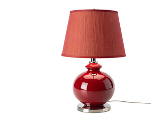 red table lamp with glossy spherical base and shade