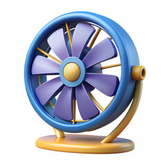 blue 3d fan isolated on white background