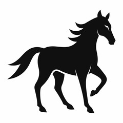 Black silhouette of a horse in motion